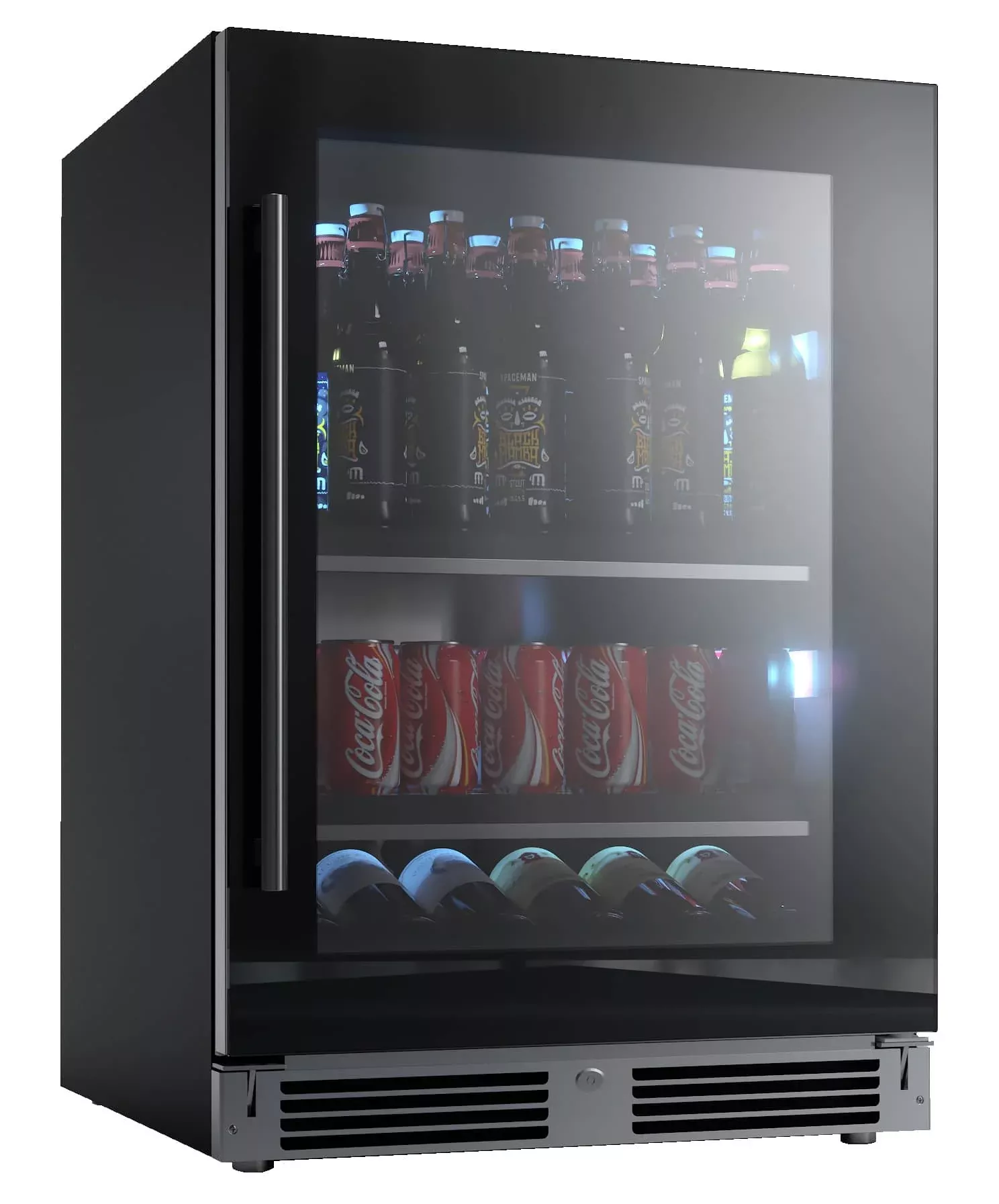 XO 24" Designer Black Glass Beverage Center Indoor Undercounter Refrigerator