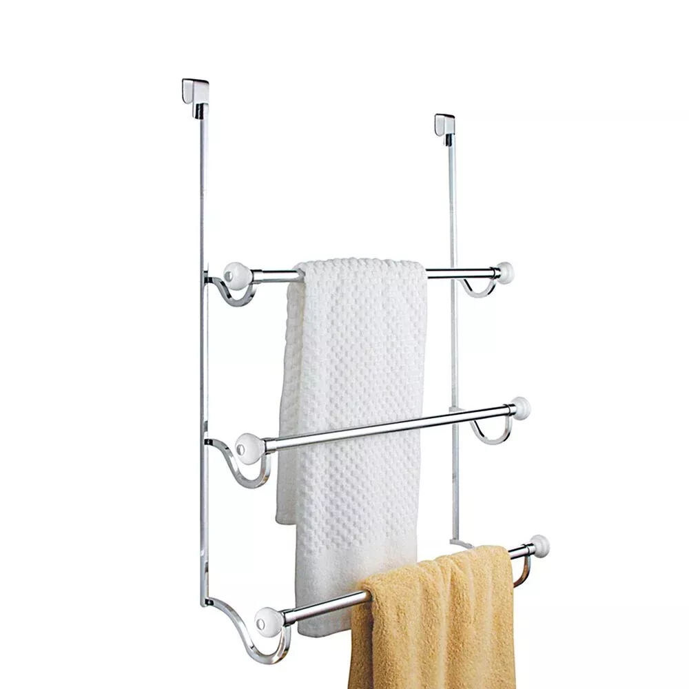 York Over Shower Door Towel Rack 3 White/Chrome