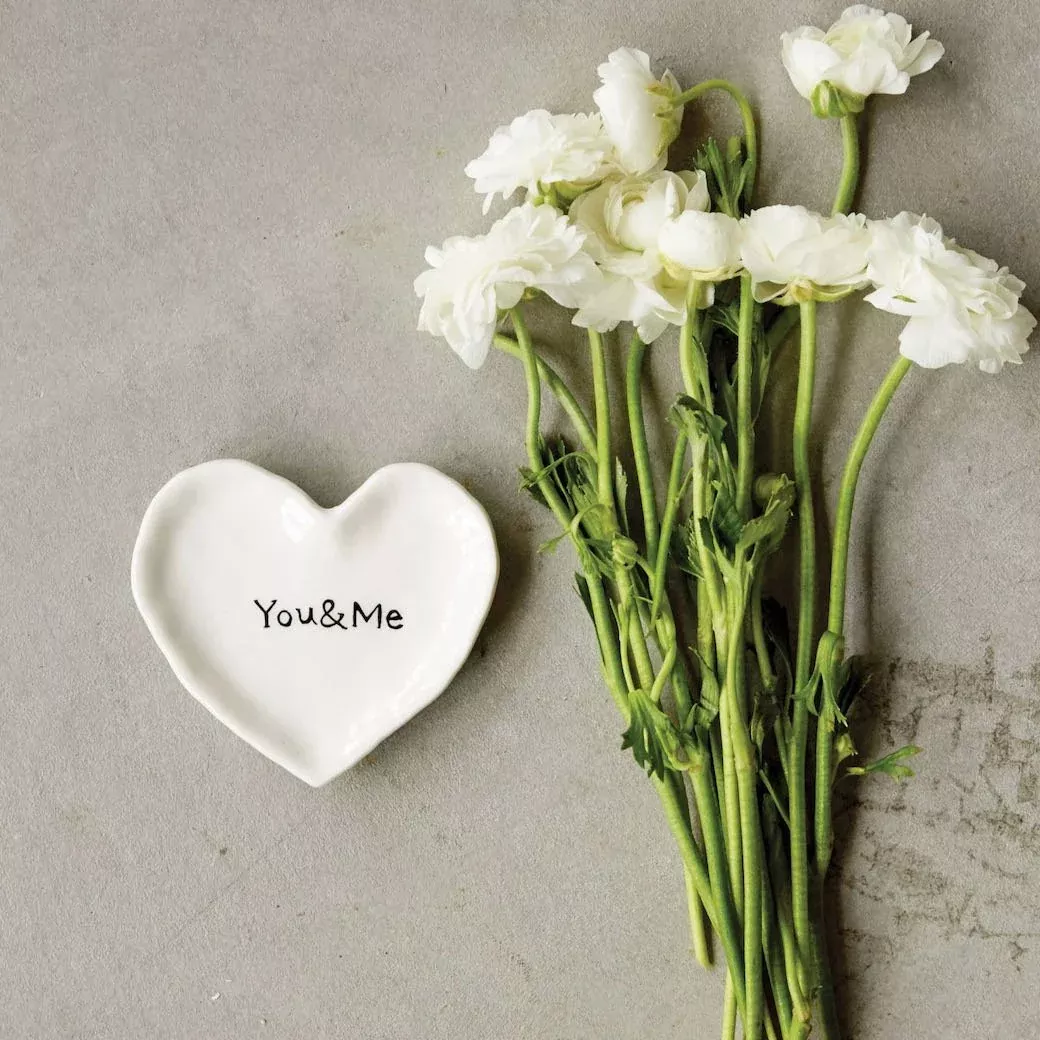 You & Me Heart-Shaped Ceramic Ring Dish