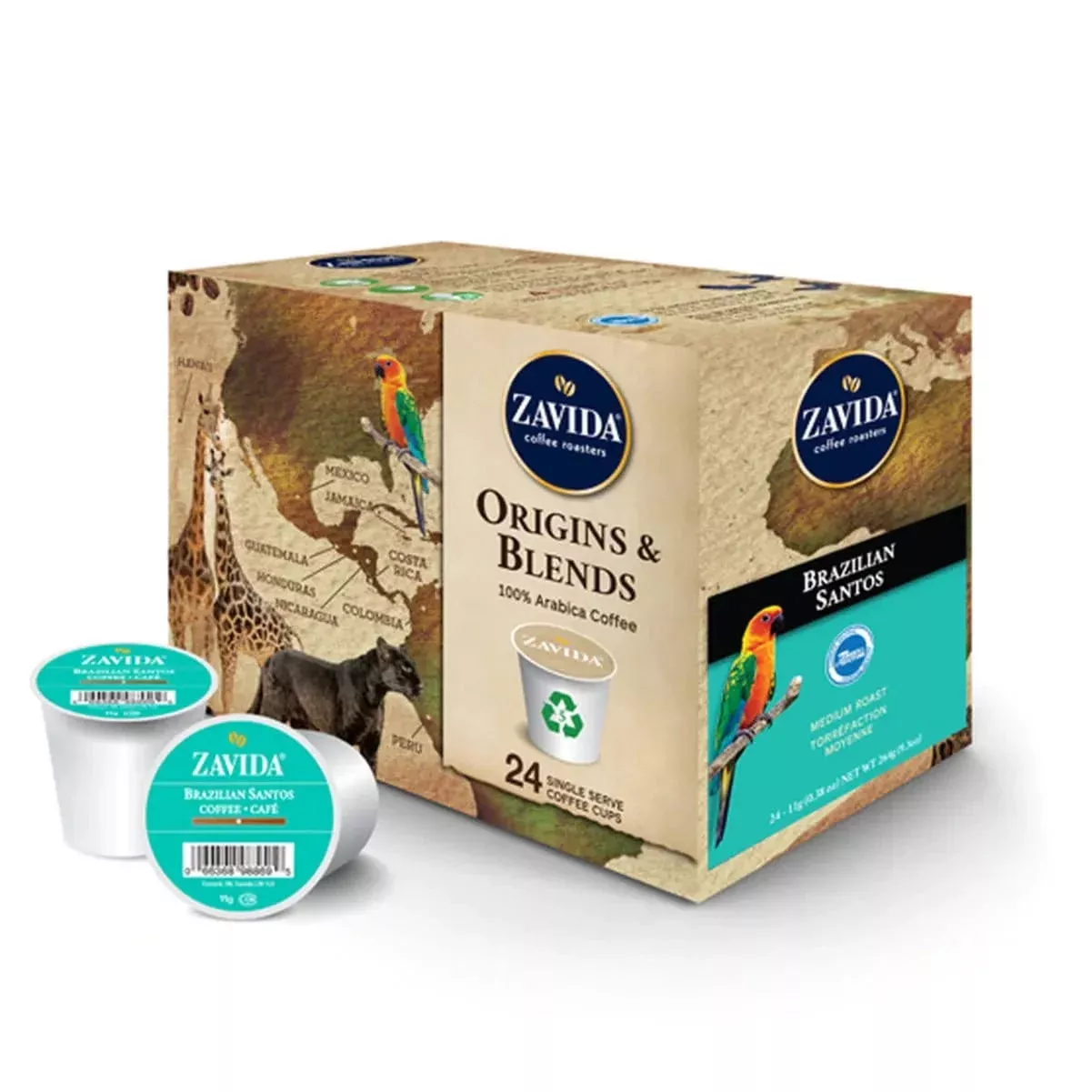 Zavida Brazilian Santos Single-Serve Coffee Pods (Box of 24)