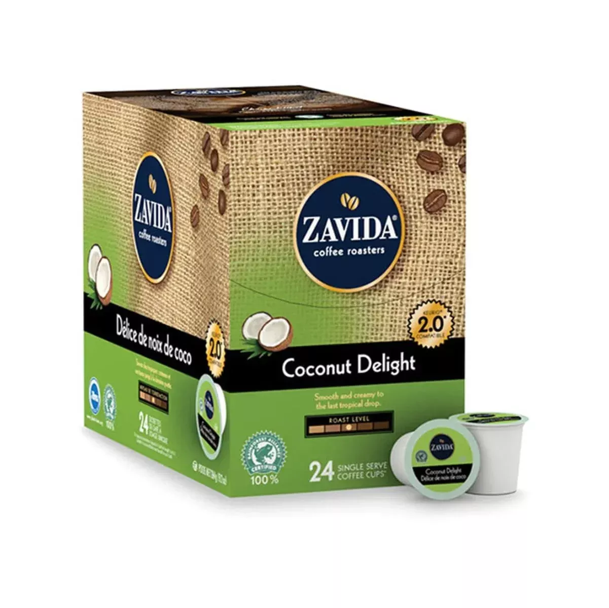 Zavida Coconut Delight Single-Serve Coffee Pods (Box of 24)