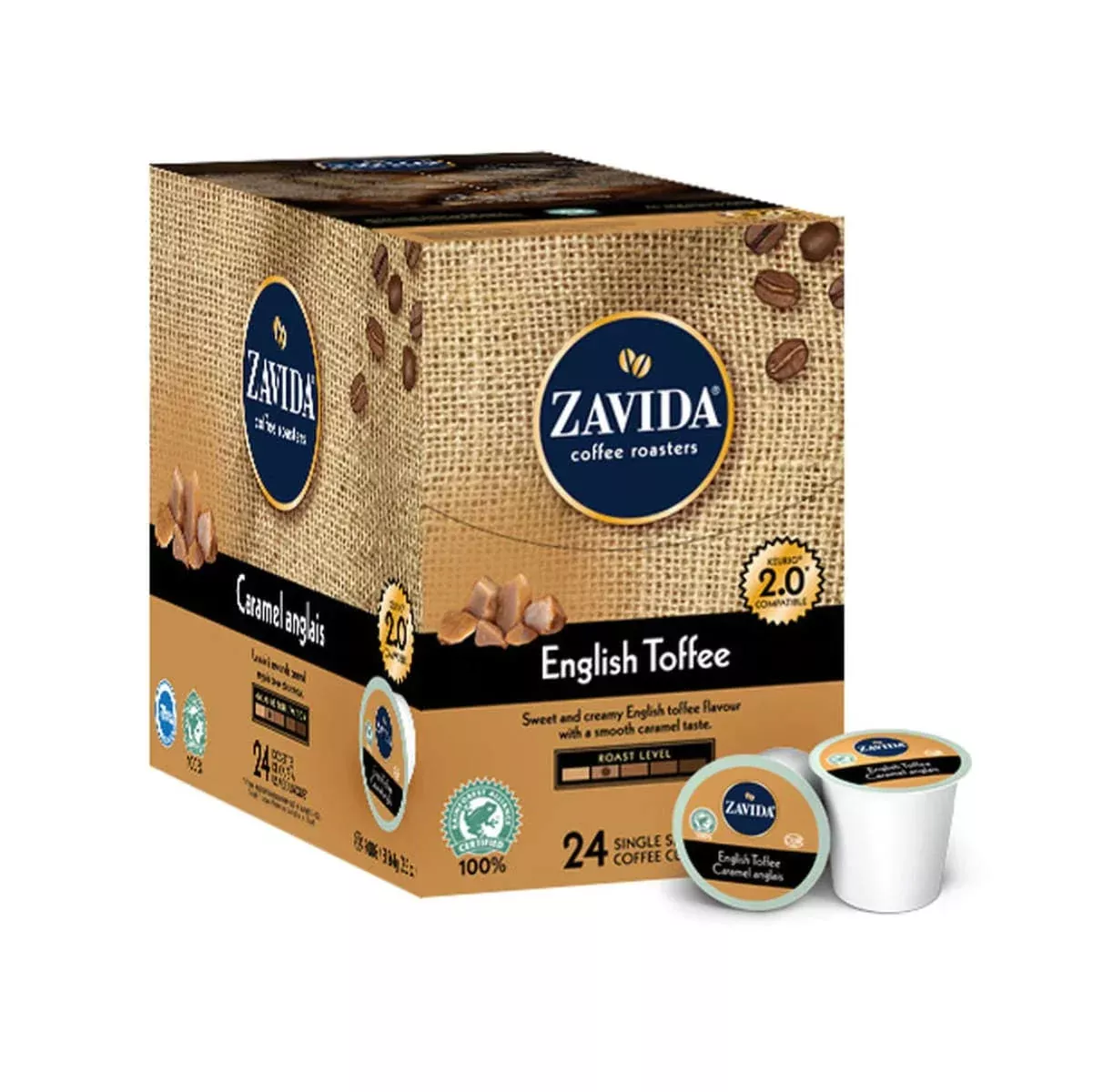 Zavida English Toffee Single-Serve Coffee Pods (Box of 24)