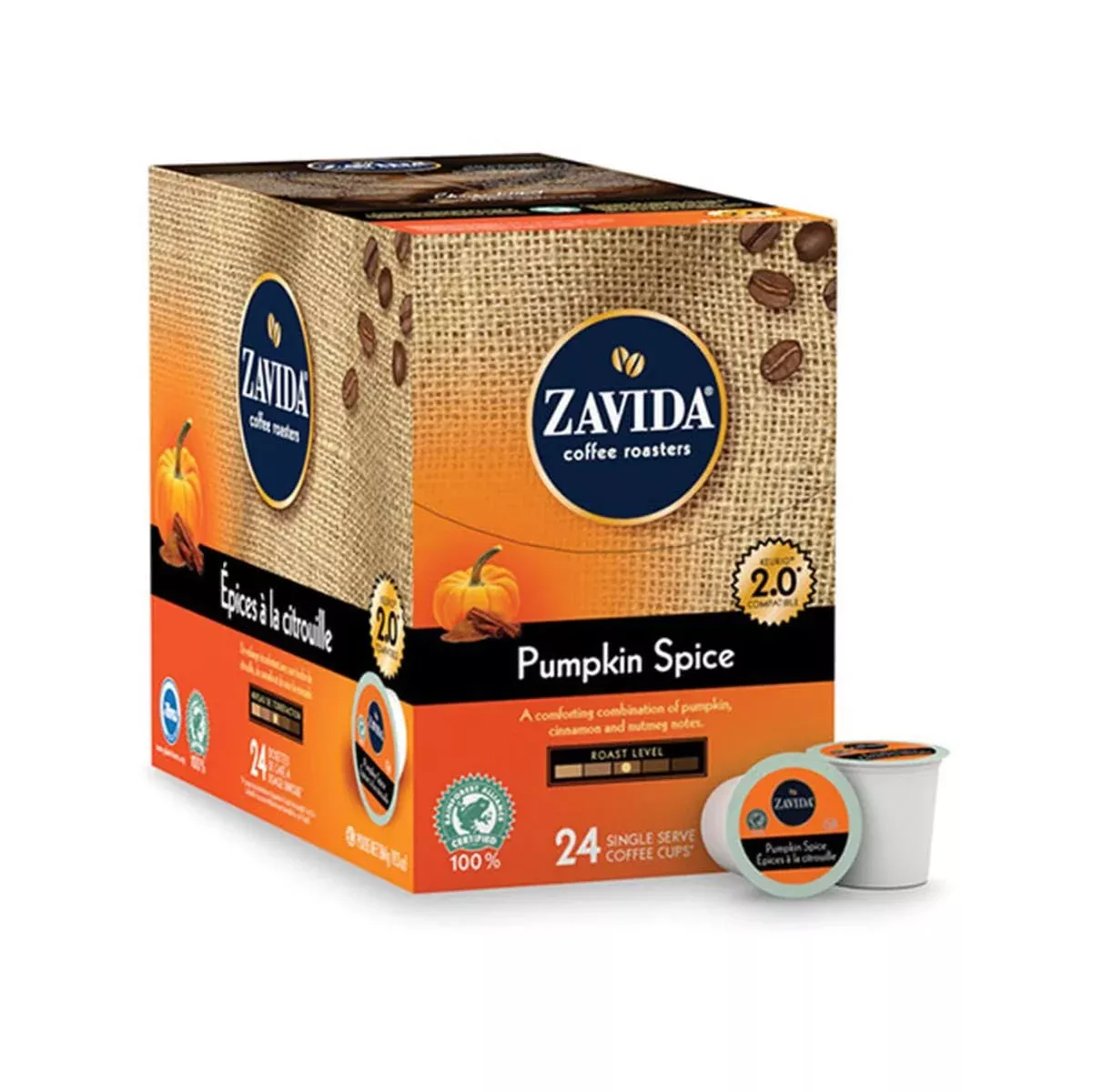 Zavida Pumpkin Spice Single-Serve Coffee Pods (Box of 24)