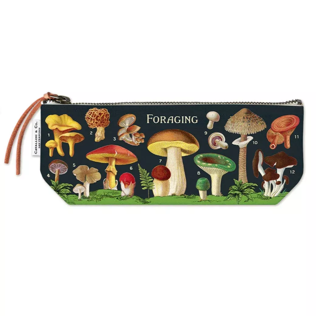 Zippered Mini Pouch Foraging Mushrooms