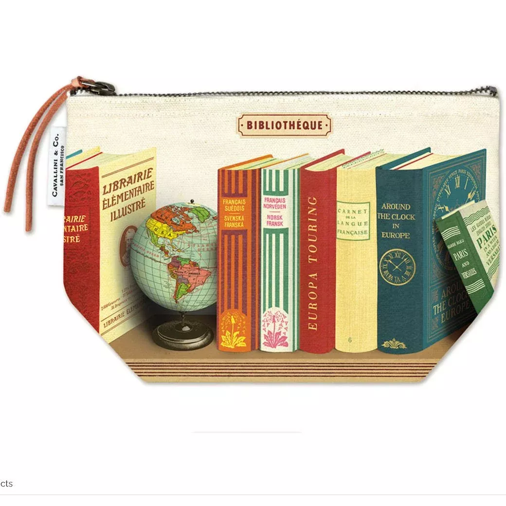 Zippered Pouch Bibliothéque Library Books