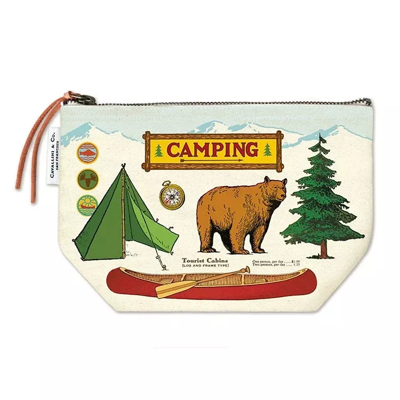 Zippered Pouch Vintage Camping Pattern